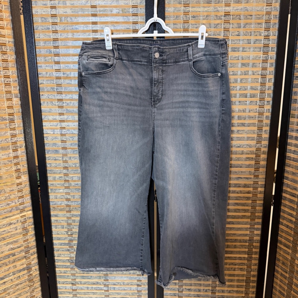 NYDJ Brigitte Wide Leg Jeans Women 18 Grey Raw Hem Lift‎ Tuck MNBBCP8612